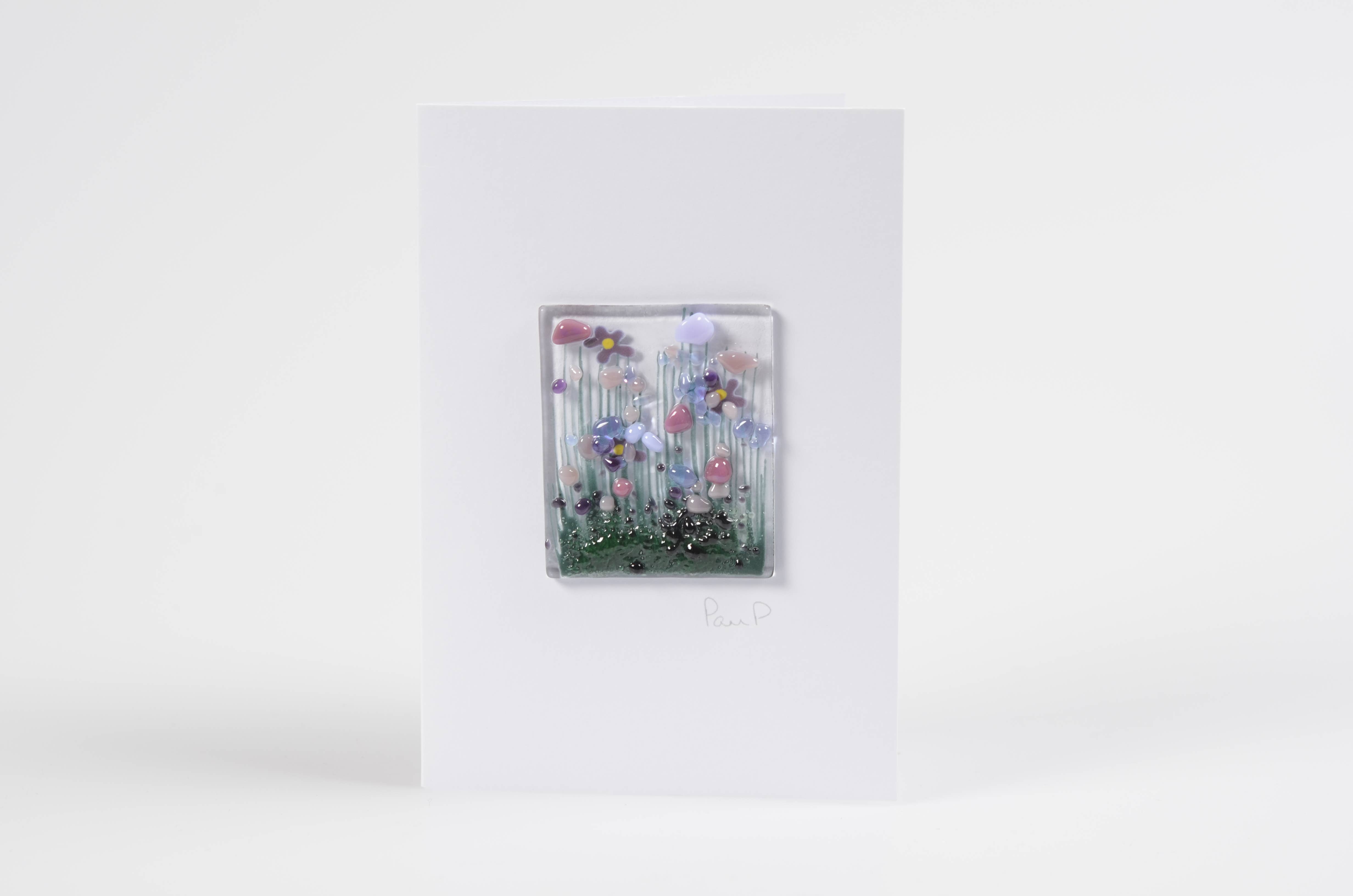 Pam Peters Designs – wholesale Everyday greeting card – Handmade Fused Glass Greeting Card -  Violet Card4
