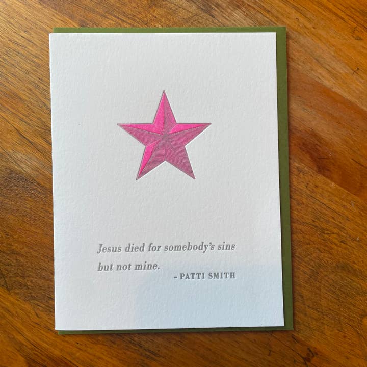 Patti Smith/Jezus stierf voor... Offerte Letterpress Card voor wholesale door Letterpress PDX