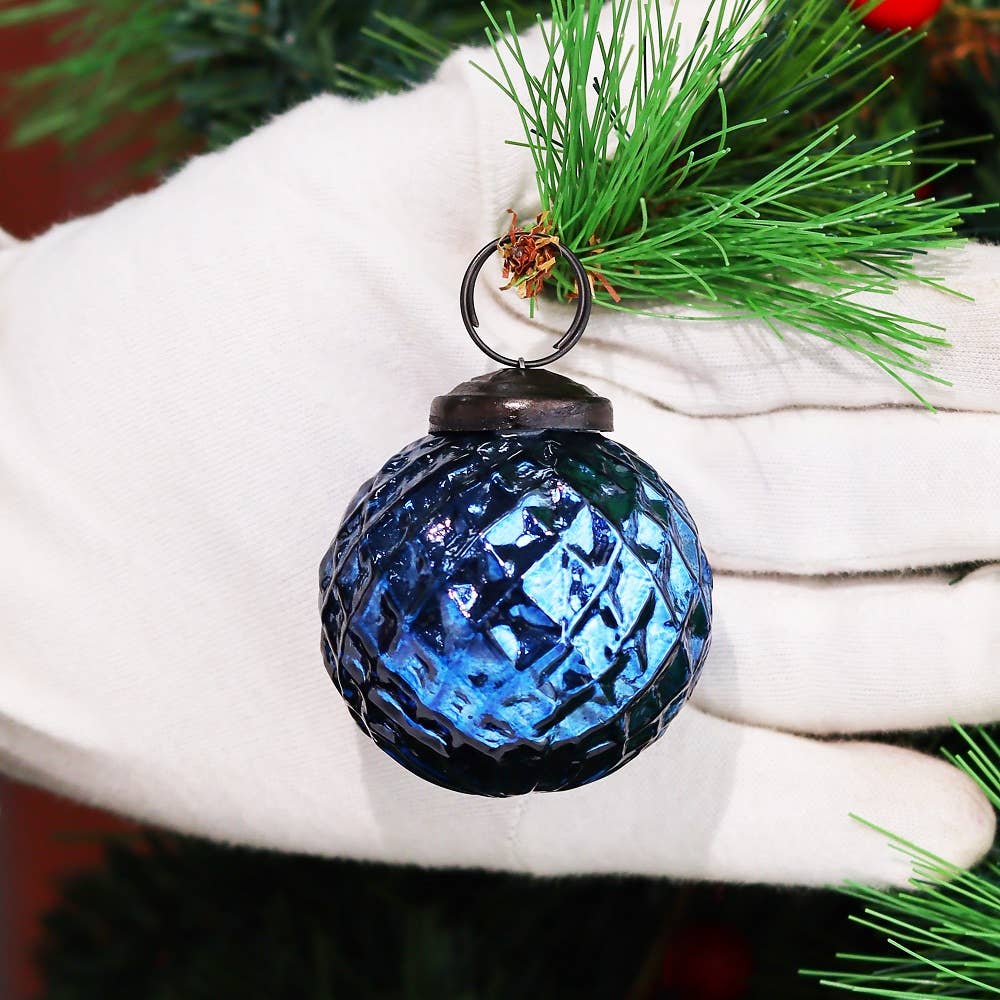 12 Large Steel Blue Glass Christmas Balls for Christmas Tree for wholesale on Faire1