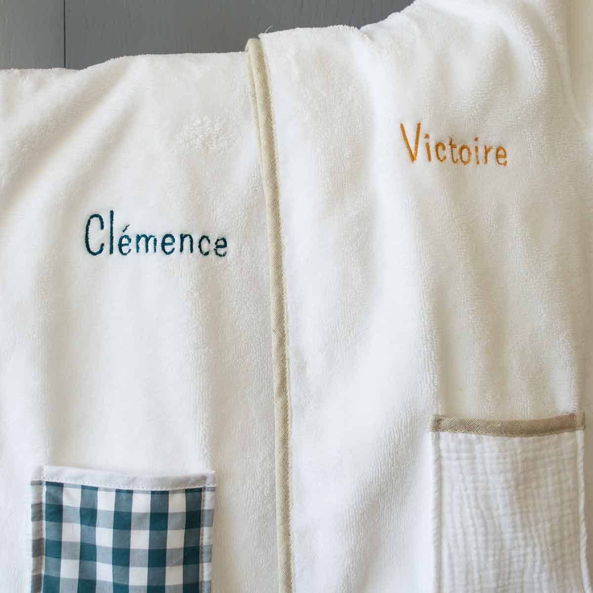Cocoeko - Wholesale Robe - Kids - Personalized children's bathrobe WHITE & VICHY1
