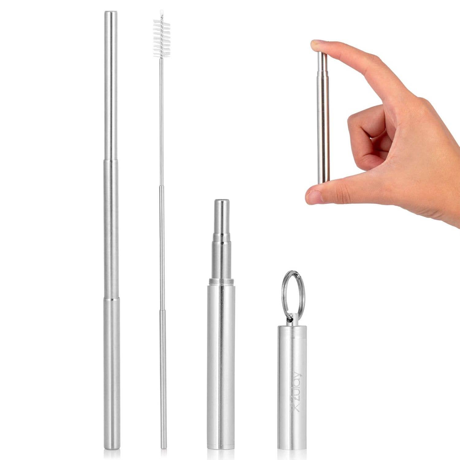Zulay Kitchen - Wholesale Keychain - Unisex - Collapsible Stainless Steel Straw Keychain with Case1
