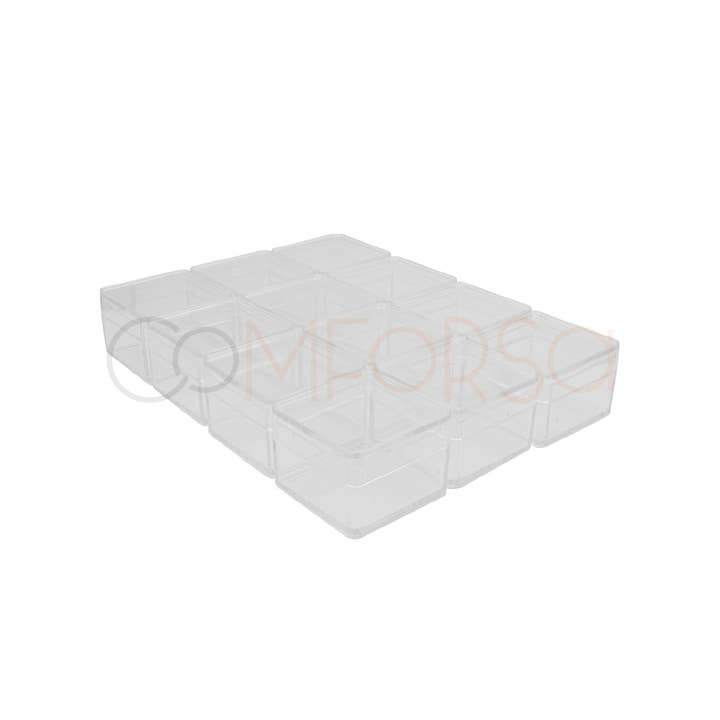 COM FORSA SL - Wholesale Craft Supplies - Pack 12 Mini Plastic Storage Boxes 3 x 3 mm