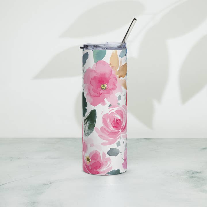 Kleurrijke Roze Bloem Roestvrijstalen Beker (20 oz) voor wholesale door Mila Inspired LLC
