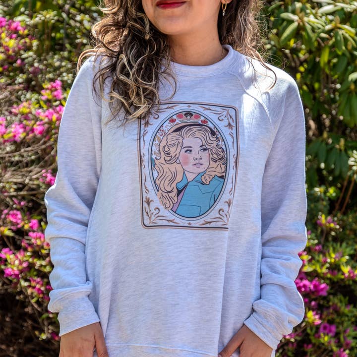Handprinted Sweatshirt | Queen Dolly | Unisex Tri-Blend for wholesale by In Blue Handmade