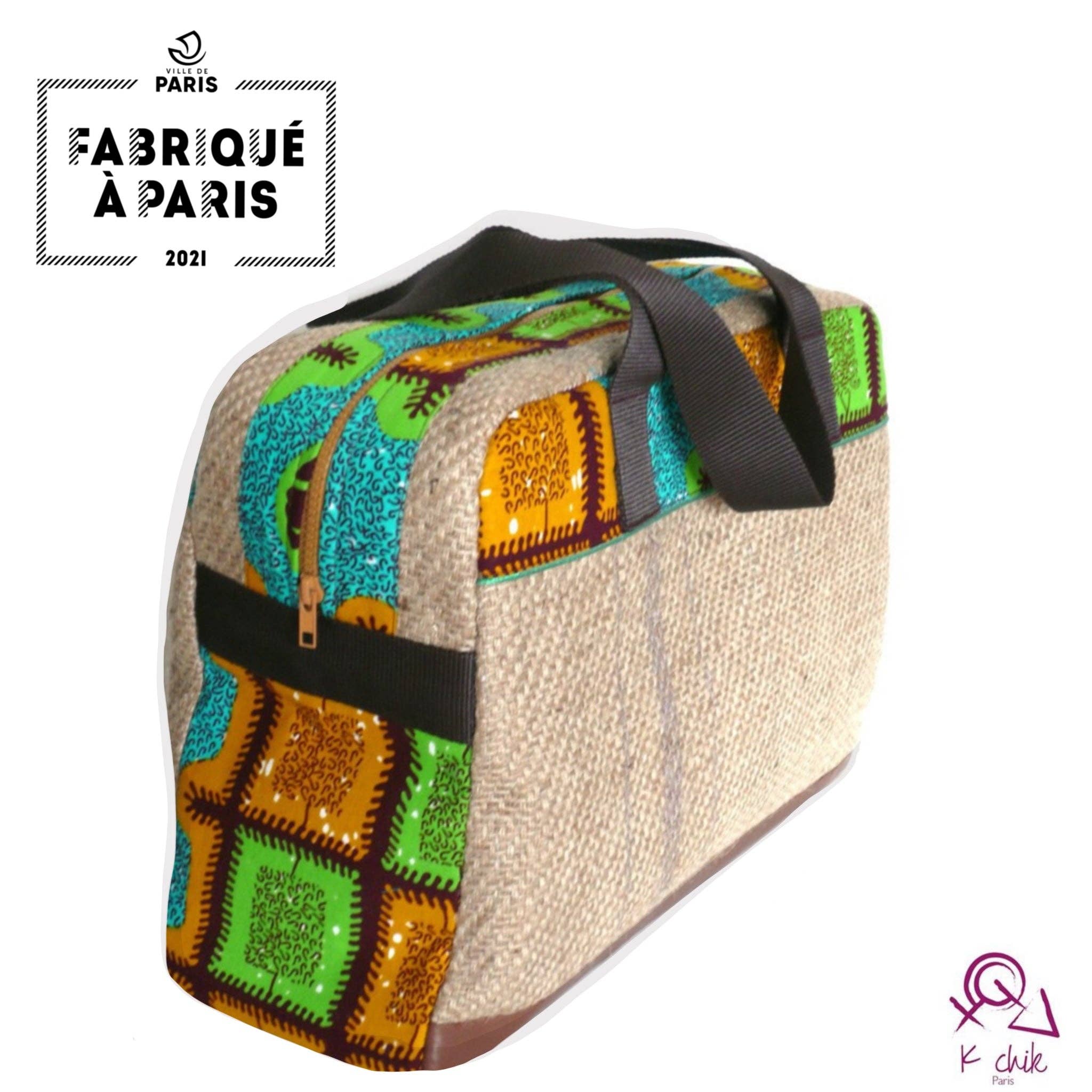 K-chik - Wholesale Tote Bag - Women's - Bowling bag in upcycled coffee sack, wax, and leather - bowling bag -1