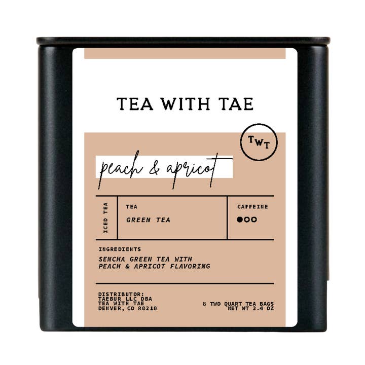 Tea with Tae - Wholesale Tea bags - Peach & Apricot Green Iced Tea Gift Tin (8 pillow bags)0
