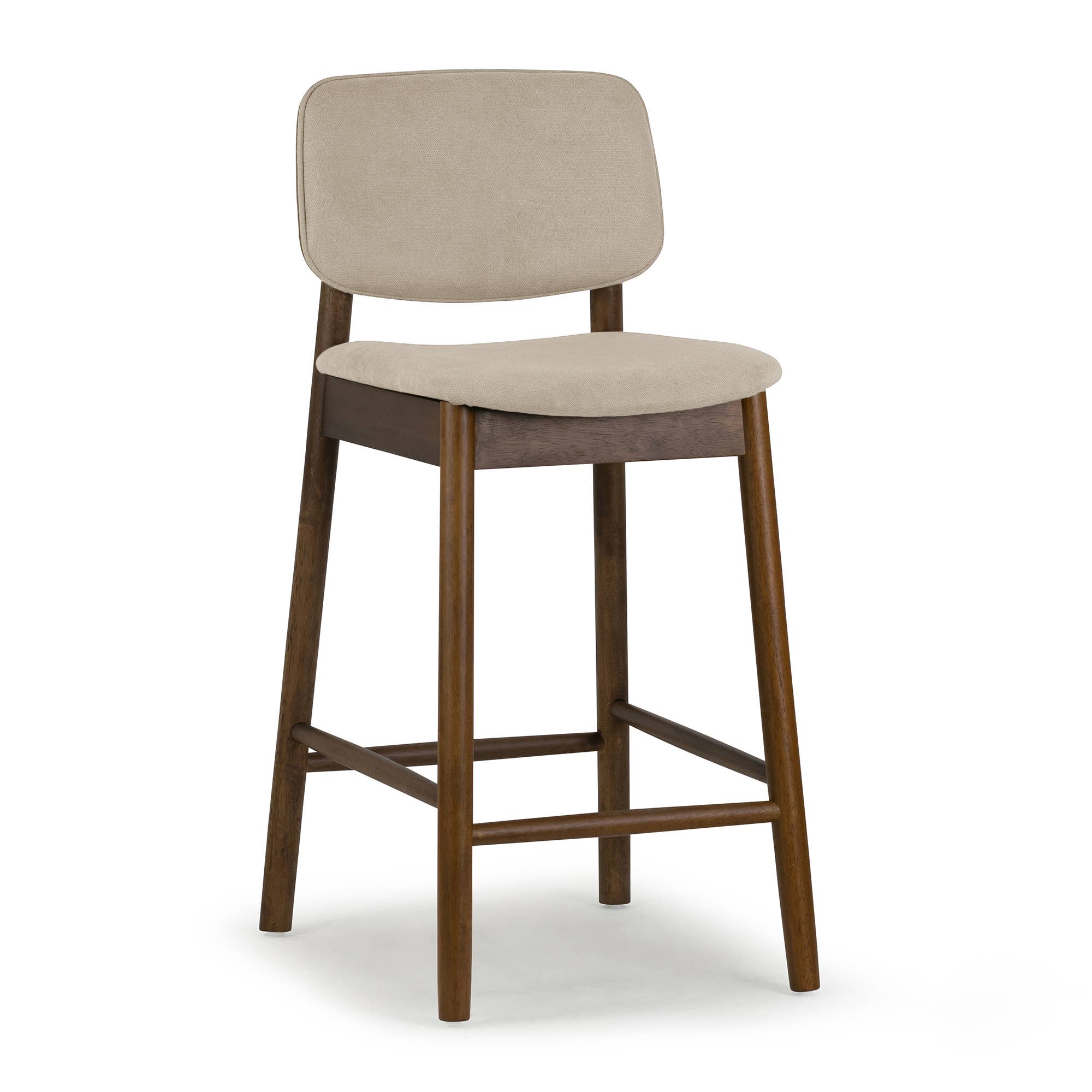Glamour Home - Wholesale Stool - Set of 2 Azura Fabric Counter Stools with Walnut Legs2