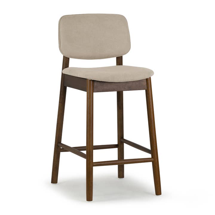 Glamour Home - Wholesale Stool - Set of 2 Azura Fabric Counter Stools with Walnut Legs2
