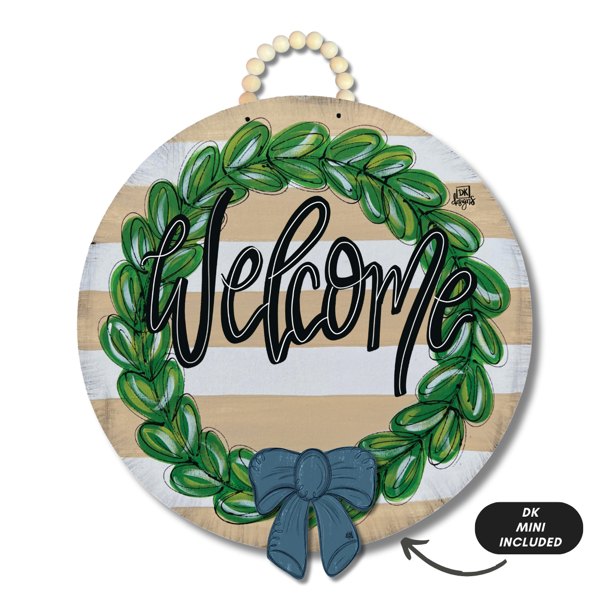 DK Designs Georgia - Wholesale Sign - DK Tan Wreath 23 Inch with room for mini "Welcome"1