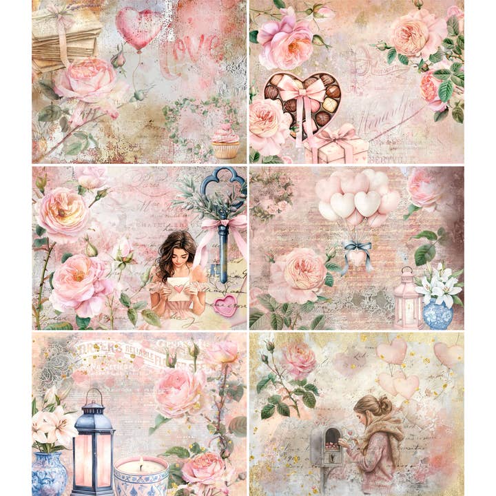 Papiers de riz Pastel Valentine, 8 x 10,5 pouces (A4) pour la vente par Craft Kreatively