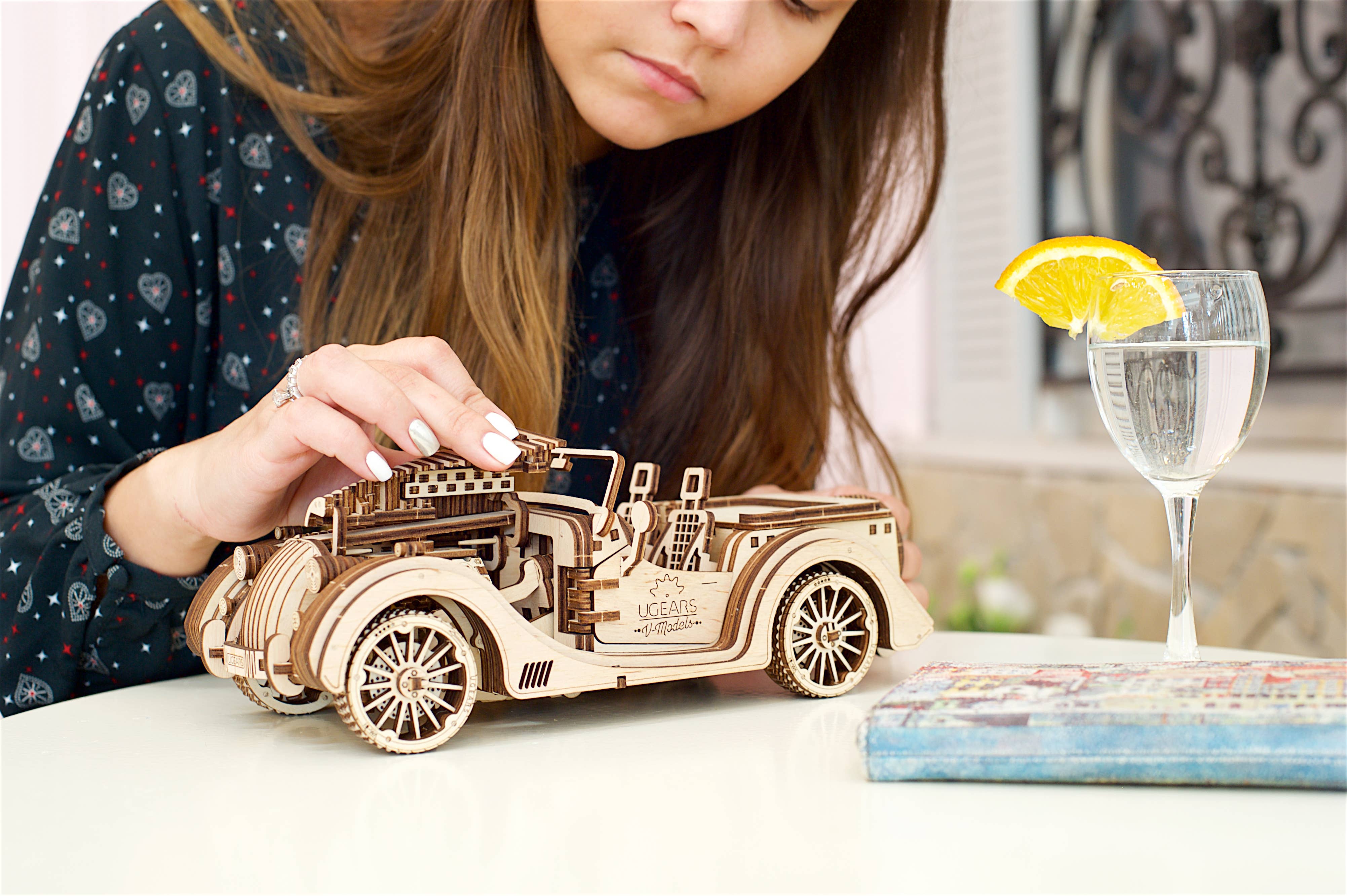 Ukidz LLC - Wholesale DIY Craft Kit - UGears Roadster VM-01 -Wooden 3D Puzzles - DIY2