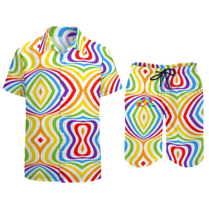 Weiss Abstract Pride Festival-Shorts für Herren für den Großhandel auf Faire1