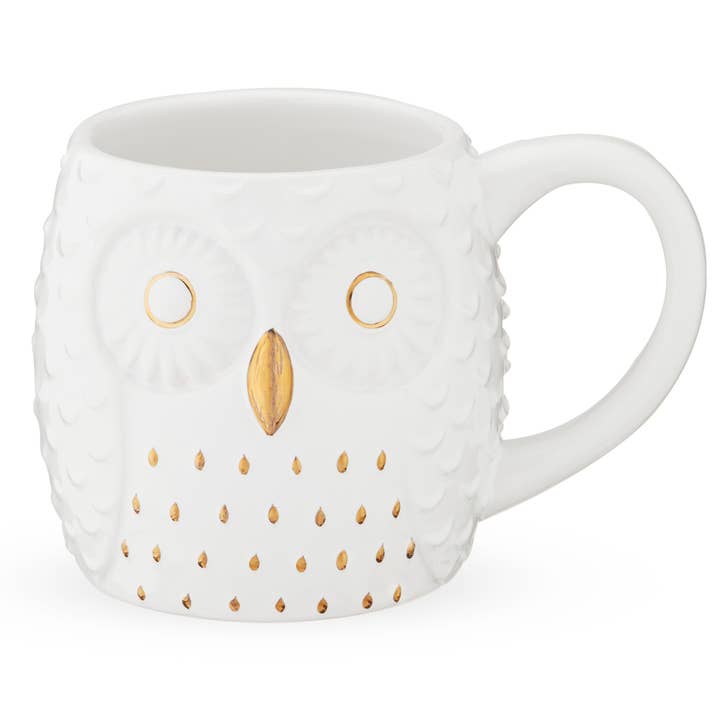 Pinky Up - Wholesale Coffee Mug - Olivia™ 3D Gold Accented Ceramic Mug - Owl - "Life's a Hoot"