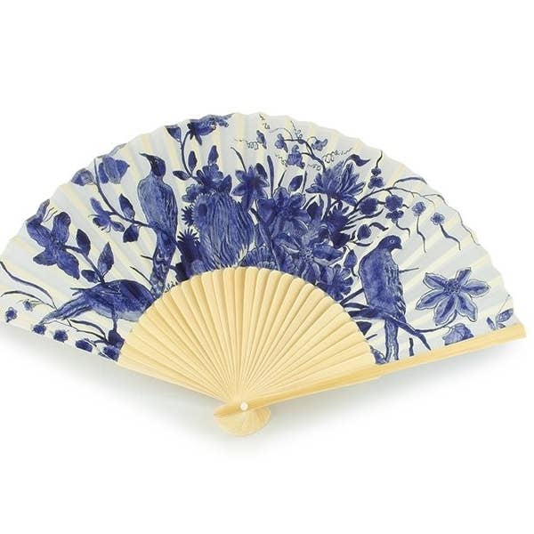 MUSEUM WEBSHOP - Wholesale Handheld Folding Fan - Hand Fan, Bamboo, Delft Blue Bird