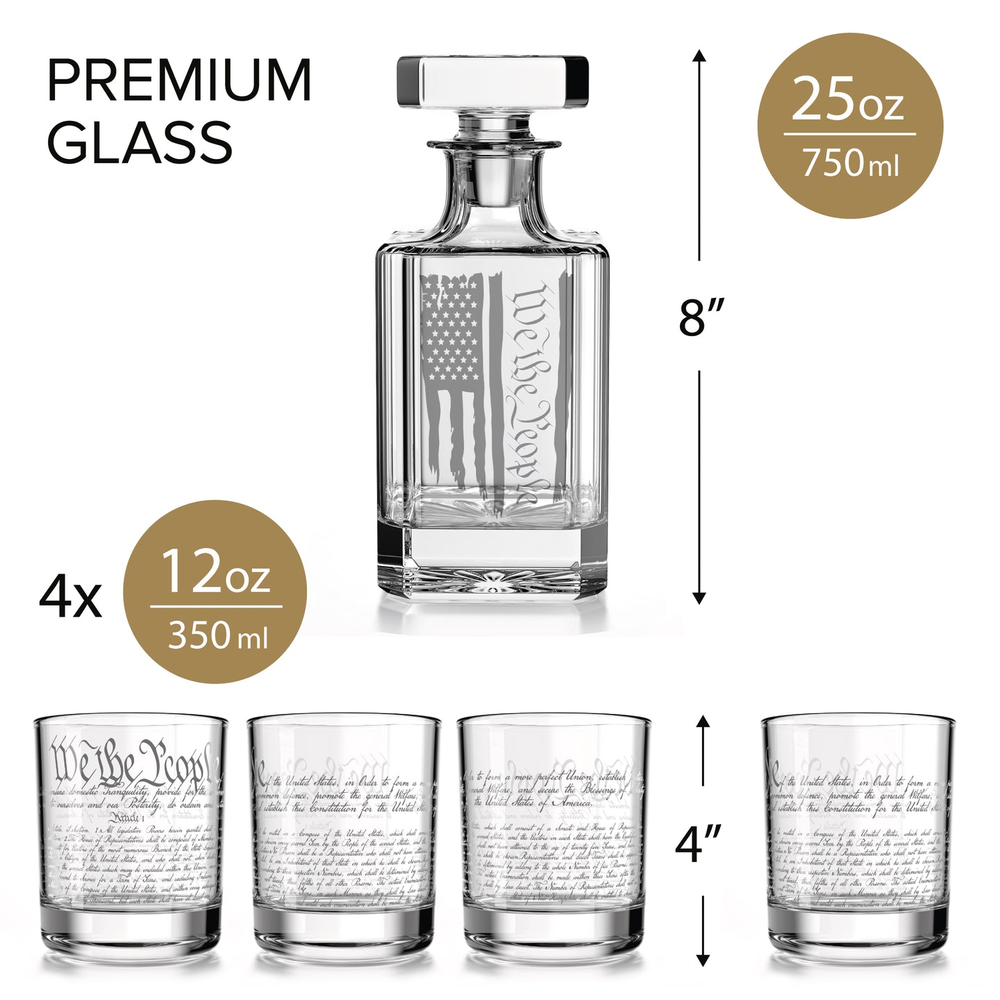 Old Southern Brass - Wholesale Decanter - We The People American Flag Decanter Whiskey Glass Gift Set3