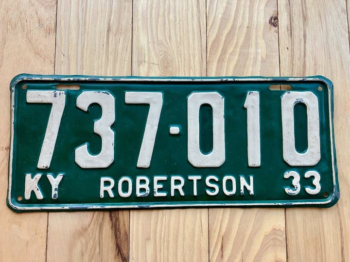 RusticPlates - Wholesale Sign - 1933 Kentucky Robertson County License Plate