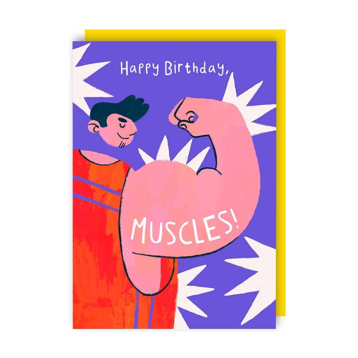 Muscles Birthday Card for wholesale by Sunshine Llama