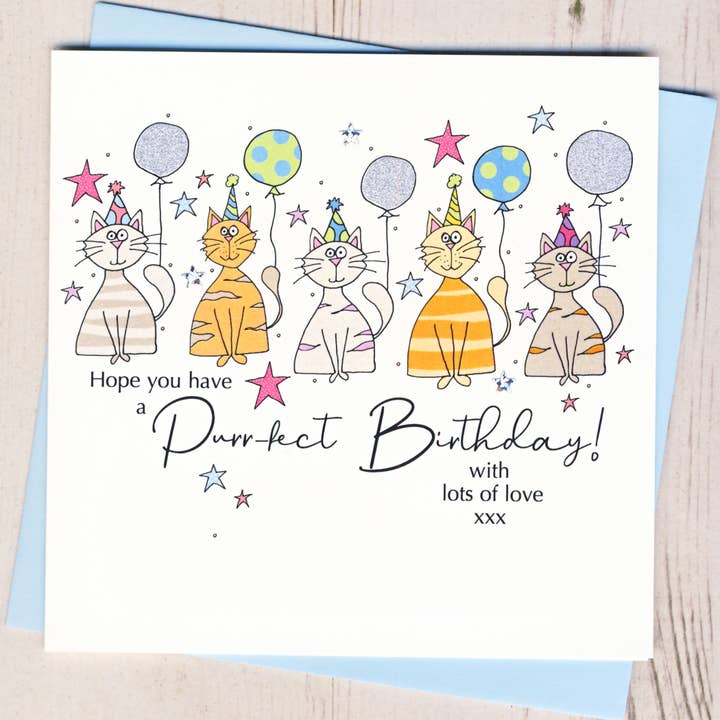 Purrfect Birthday Card for wholesale by Eggbert & Daisy