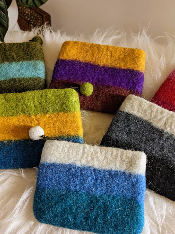 Felted Ombre Stripe Purse (Pack 6 Assorted Colours) for wholesale by Cool Trade Winds