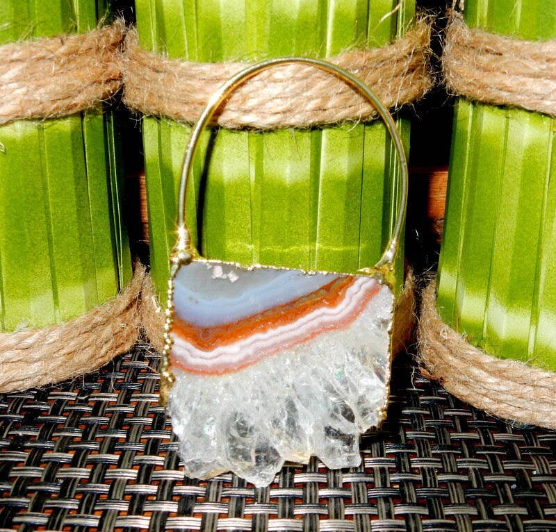 Jewelers Paradise - Wholesale Individual Charm/Pendant - Amethyst Slice Large Pendant with Bail Electroplated6