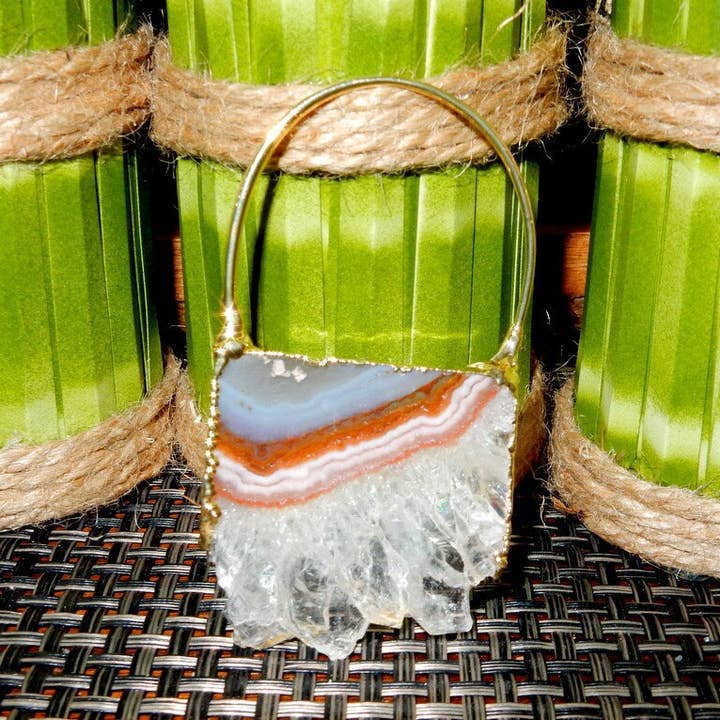 Jewelers Paradise - Wholesale Individual Charm/Pendant - Amethyst Slice Large Pendant with Bail Electroplated6