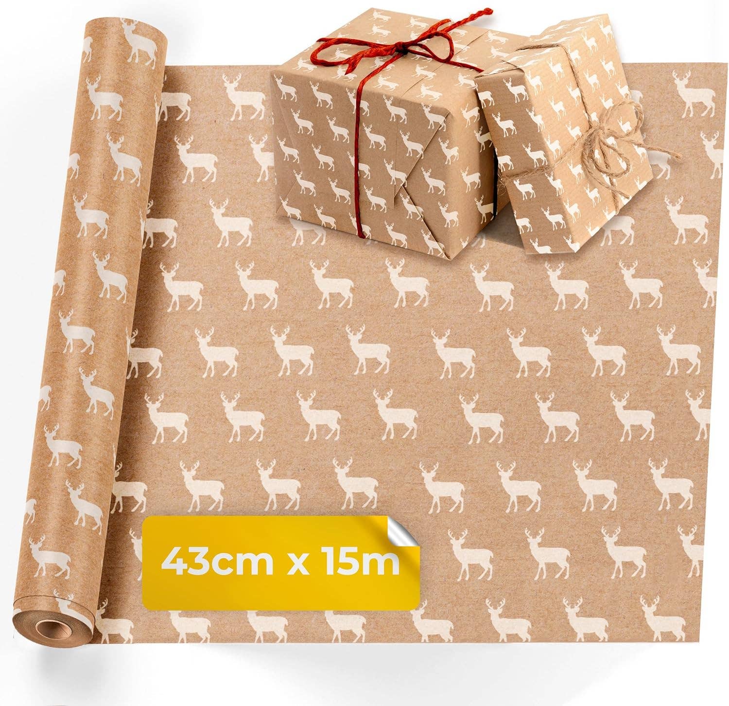 Jara Trading - Wholesale Wrapping Paper Roll - Kraft Wrapping Paper - 15M x 43CM Premium Gift Wrapping Paper Roll Patterned with Strings - Brown Paper Roll Used as Christmas Wrapping Paper, Birthday Wrapping Paper or Parcel Packing2