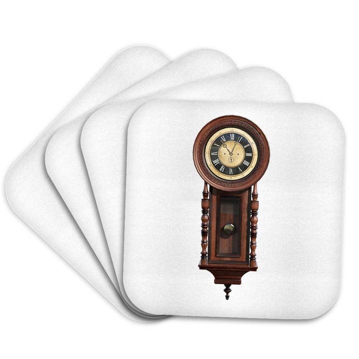 3dRose - Wholesale Coasters - 3dRose, A cherry wood antique clock in thin box form with circular clock top, Coaster7