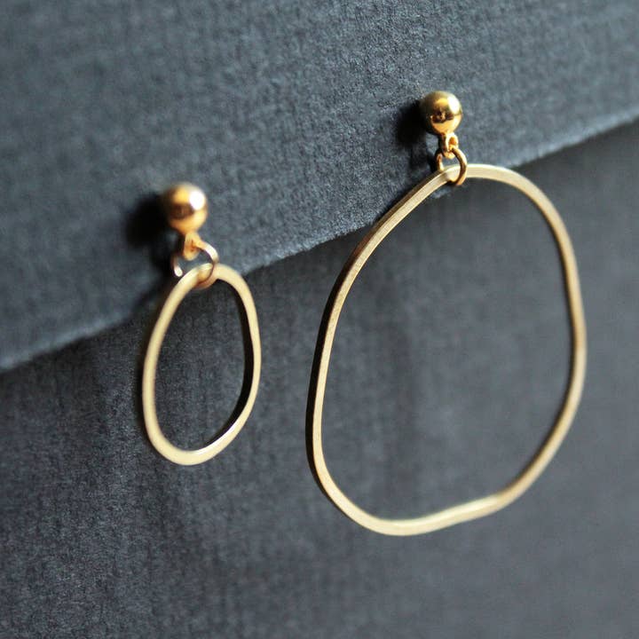Asymmetric Hoop Earrings, Gold Unusual Circle Stud Earrings for wholesale by NEA