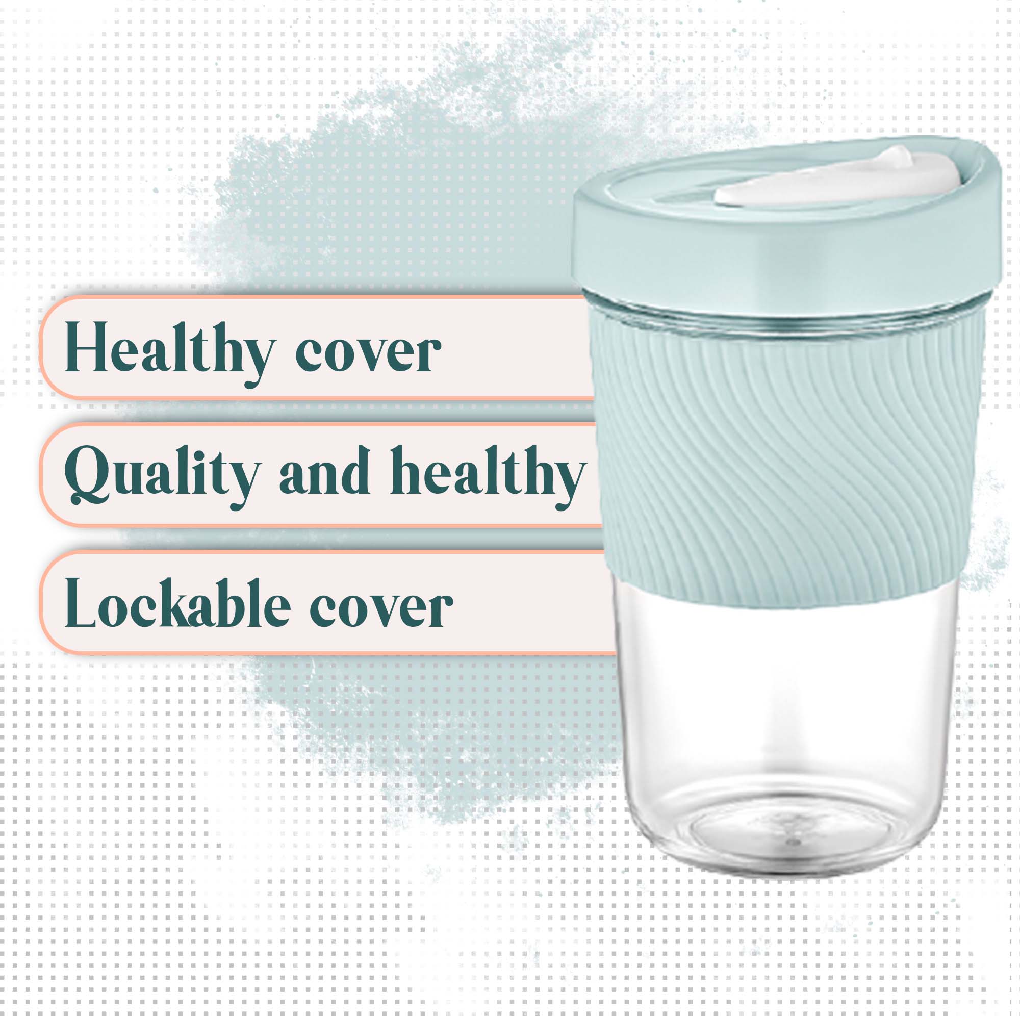 Hakan – wholesale Drinking glass/cup – Juice Bottle with Sleeve, Glass Cup with Lid, 20.5 oz5