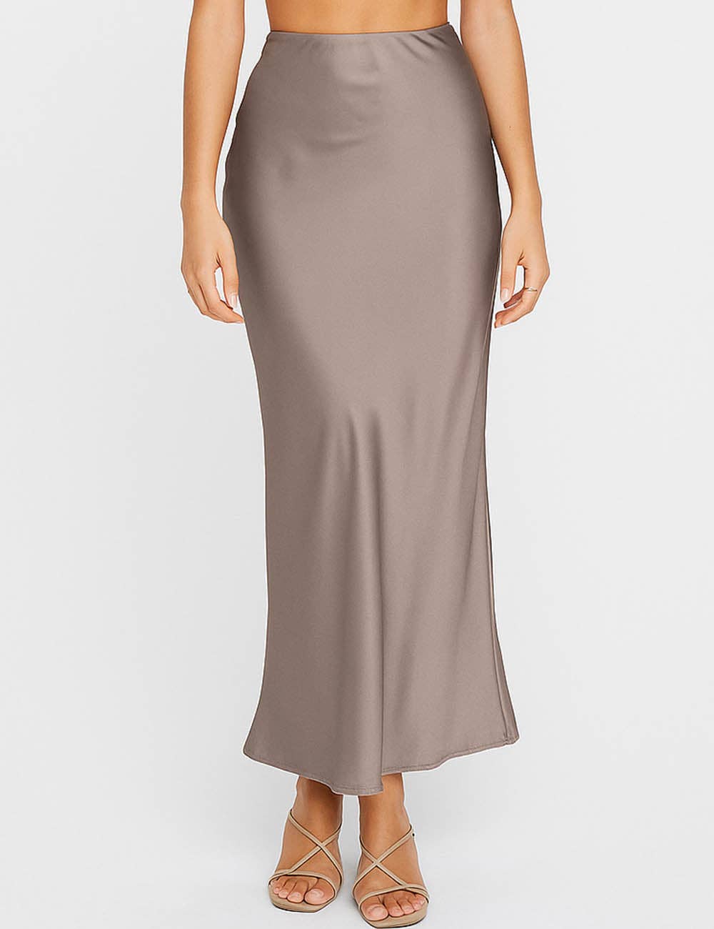 Sweetkama - Wholesale Skirt - Women's - Ladies Stain Zipper Side Hip Wrap Maxi Skirt0