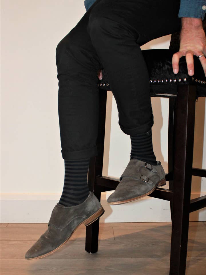 Earl Stribede Bambusstrømper – Askegrå for engroshandel hos Sock Geeks