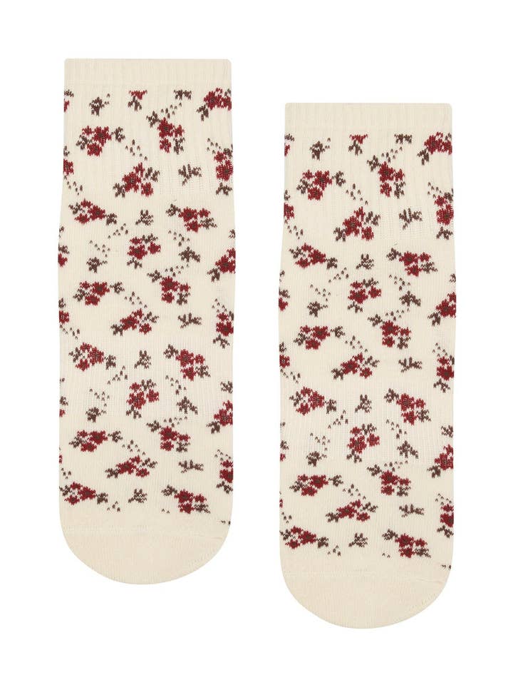 MoveActive - Wholesale Socks - Women's - Quarter Crew Non Slip Grip Socks - Ditsy Floral
