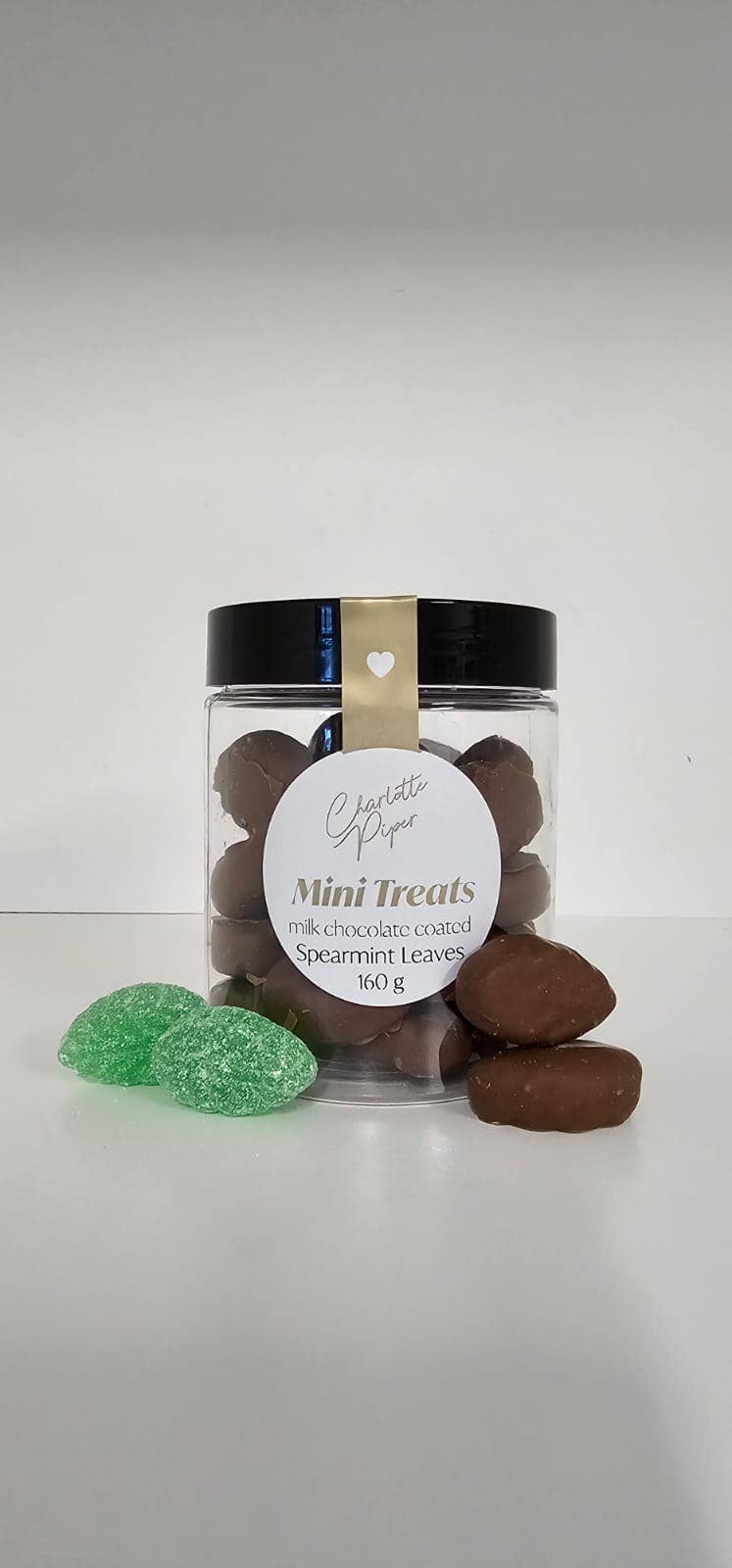 Charlotte Piper - Wholesale Chocolate-covered sweets - Mini Treat Jar Milk Chocolate Mint Leaves 160g  (12) MT40