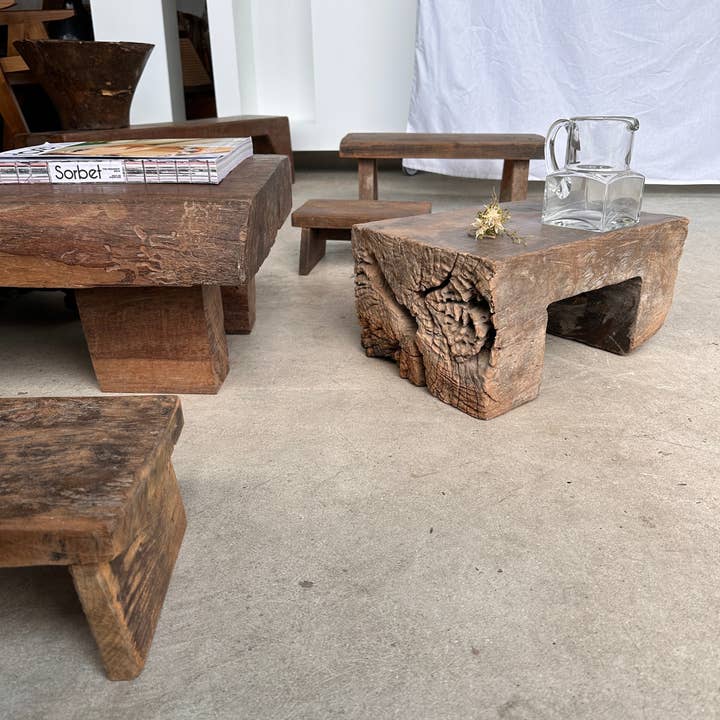 Office Objets - Wholesale Stool - Raw monoxyle organic Asian teak stool99