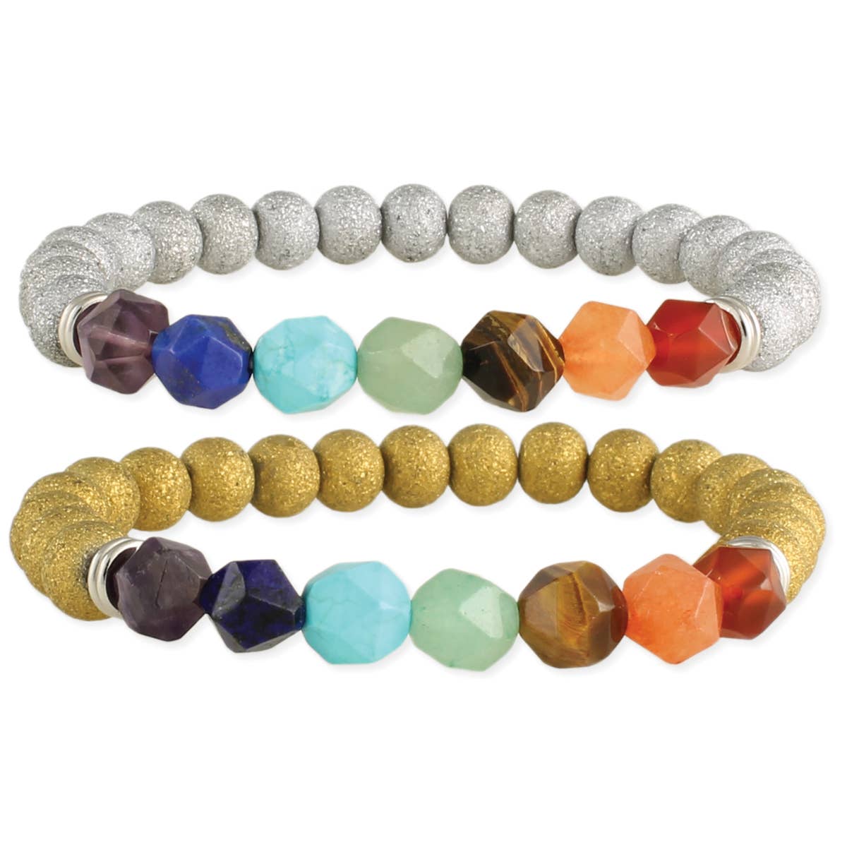 ZAD - Venta al por mayor Pulsera de cuentas - Pulsera elástica para chakra, diseño de piedras con purpurina0