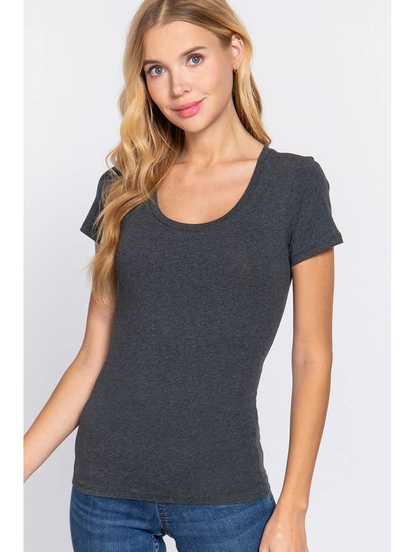 Active Basic | Active USA - Wholesale T-shirt – women's - Short Sleeve Scoop Neck Cotton Jersey Top43