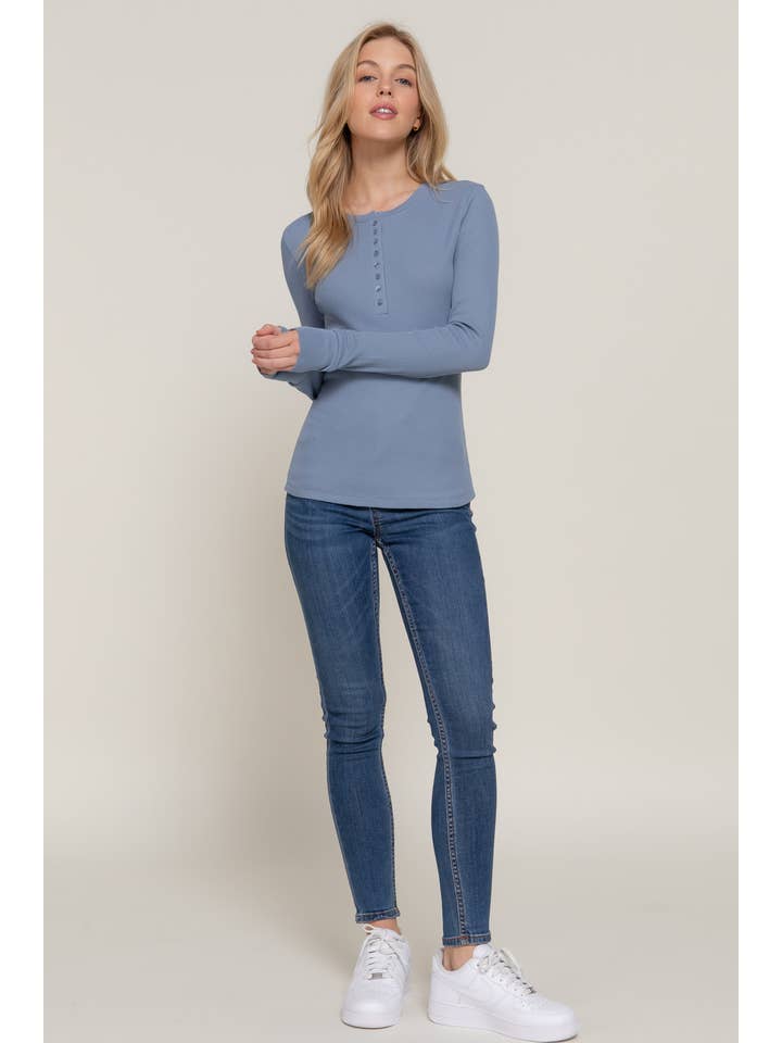 Active Basic | Active USA - Vente Haut en maille – femme - Top thermique à manches longues style henley en maille19