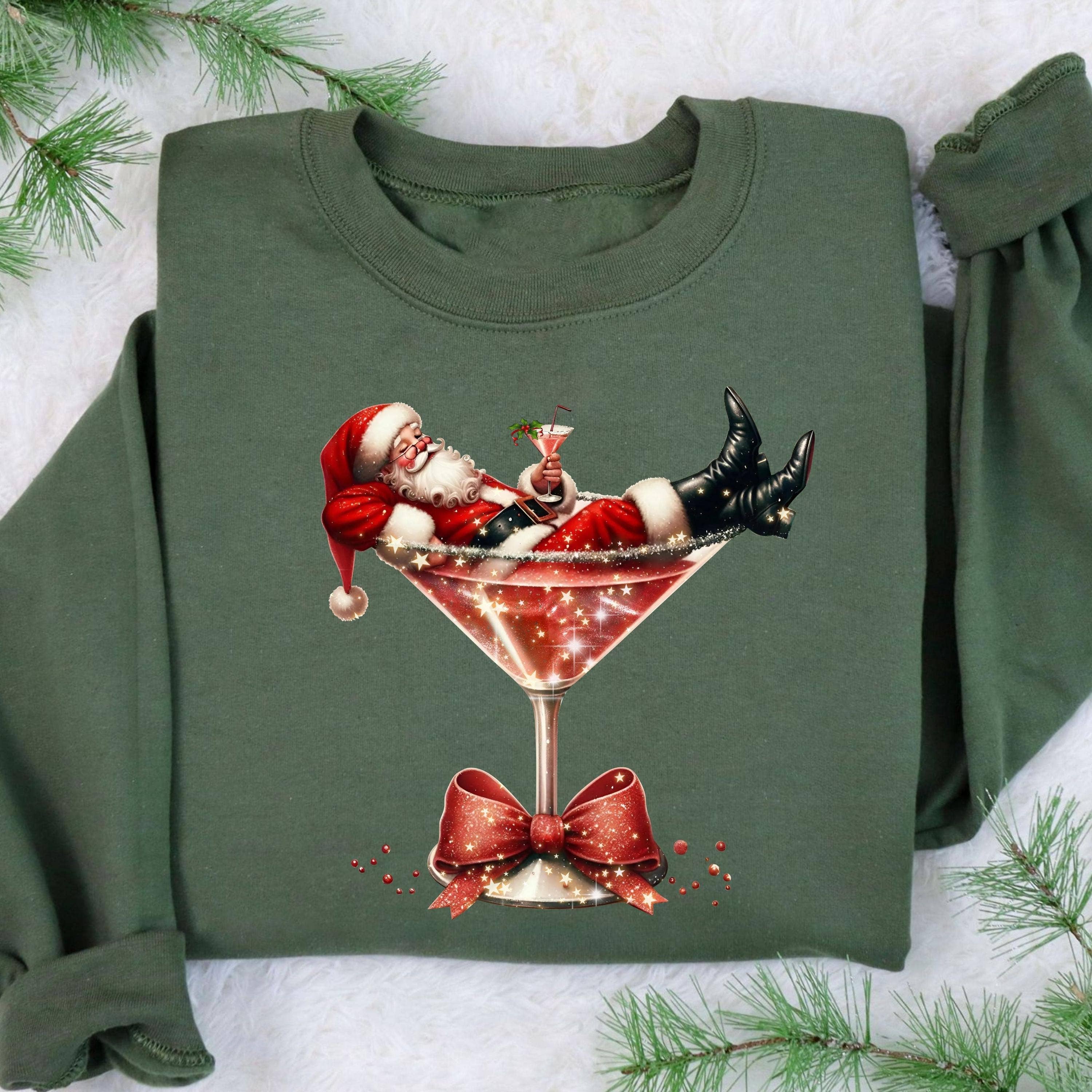 NVC Ecommerce LLC - Wholesale T-Shirt (Graphic) - Women's - Coquette Christmas Drink Sweatshirt, Christmas Martini Tee2