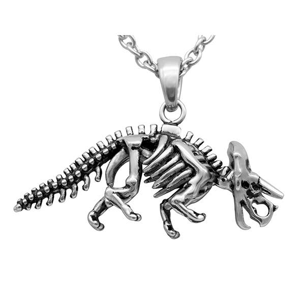 Collier Controse en forme de dinosaure et pendentif en forme de squelette de tricératops pour la vente par Controse