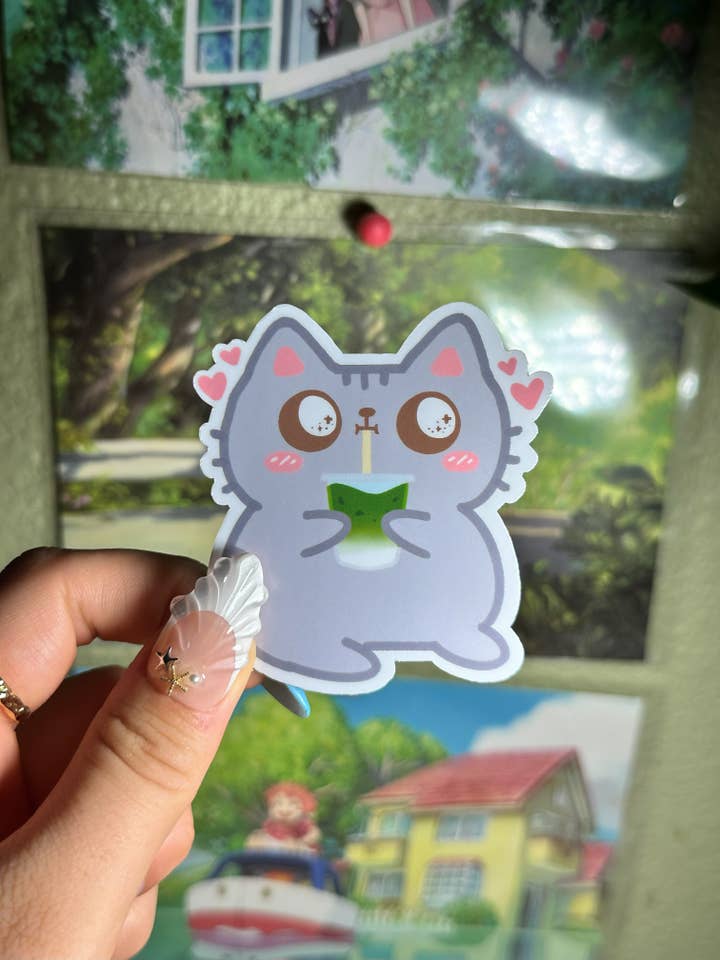 Autocolante Impermeável de Vinil para Amantes de Gatos Matcha por atacado de Simply Froggie Shop