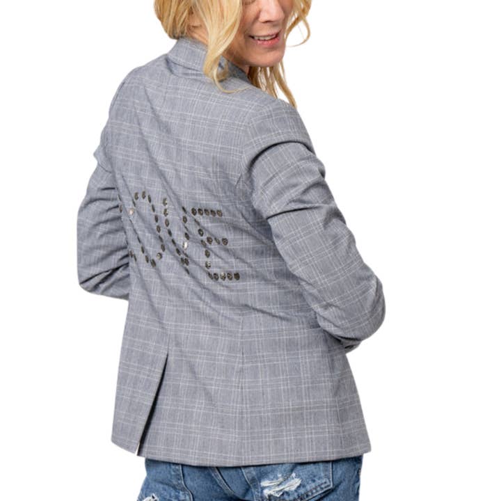 Love Skull Blazer - Black Plaid for wholesale by Hipchik