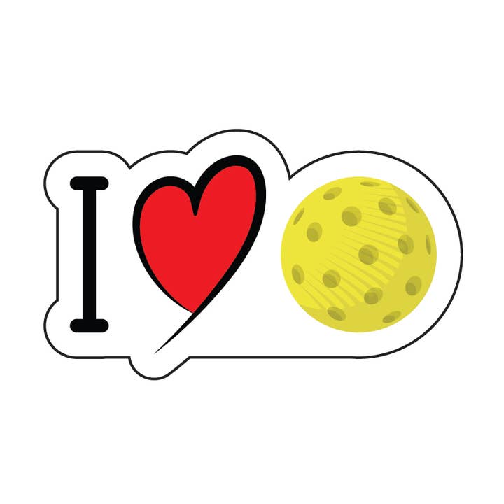 Autocollant I Love Pickleball pour la vente par MOJA