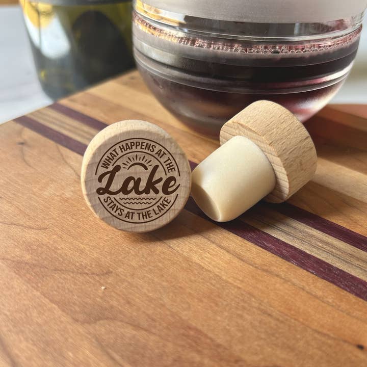 The Lillie Pad - Wholesale Wine Stopper - Engraved Lake Wine Bottle Stoppers - Pack of 4 Toppers