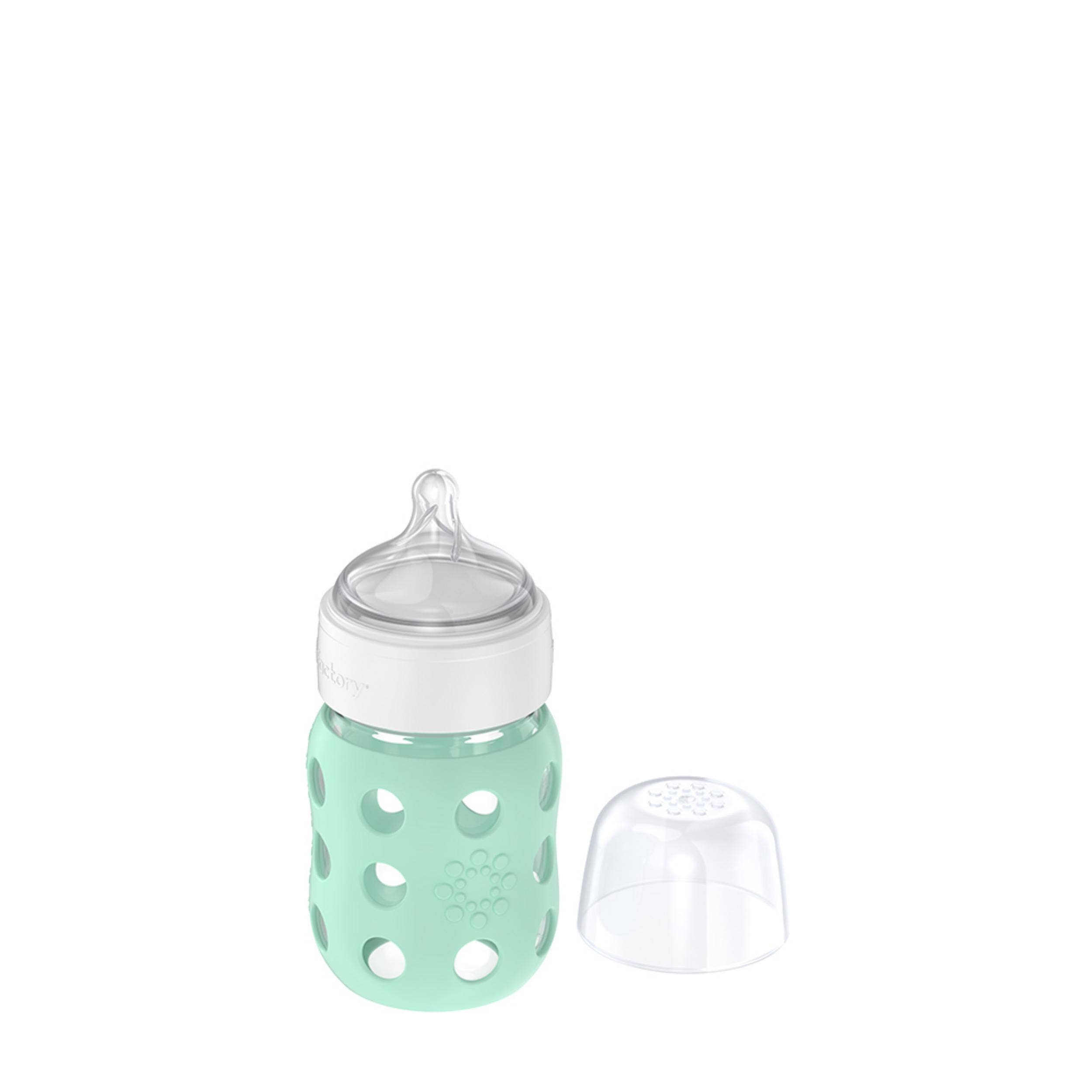 Lifefactory - Wholesale Baby Bottle - 8oz Glass Baby Bottle Stage 2 Nipple, Stopper, Cap2