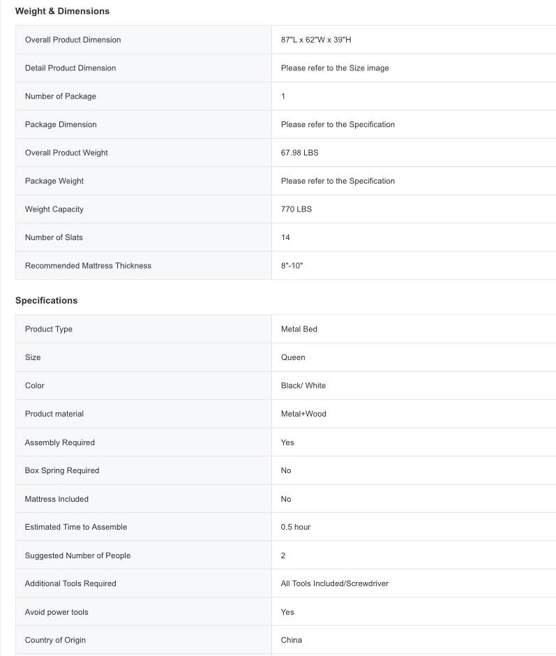 VTNG50 - Wholesale Bedroom Furniture - Queen Size Metal Platform Bed Frame with Sockets, USB Ports2