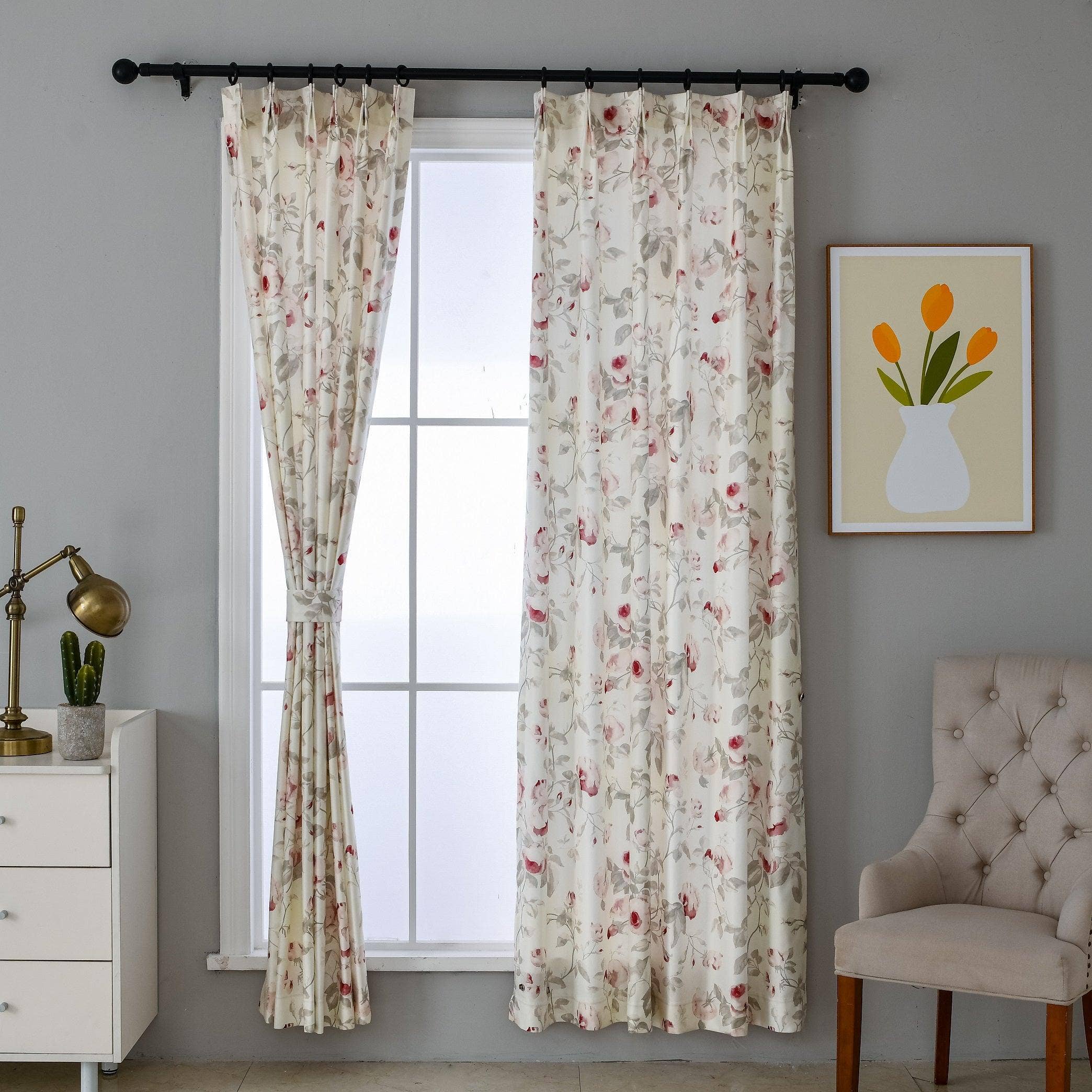 Lanting Home Decor Inc. - Vente Rideaux - Rideau French Vintage Blossom, occultant à 60 %, taille et tête personnalisées, 1 panneau8