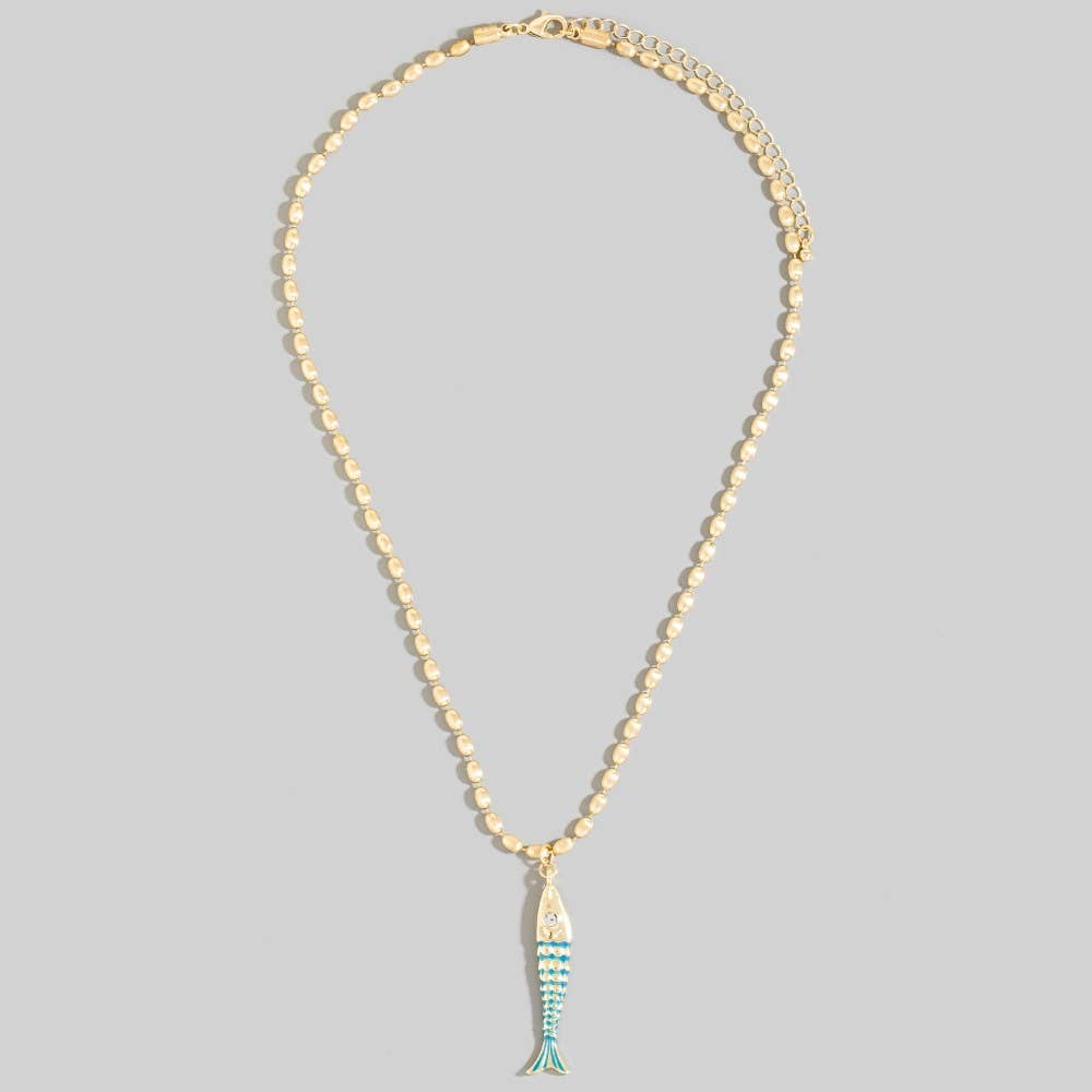 The Looks by Fame Accessories – wholesale Kedjehalsband – Lång fiskhänge matt pärlkedjehalsband1