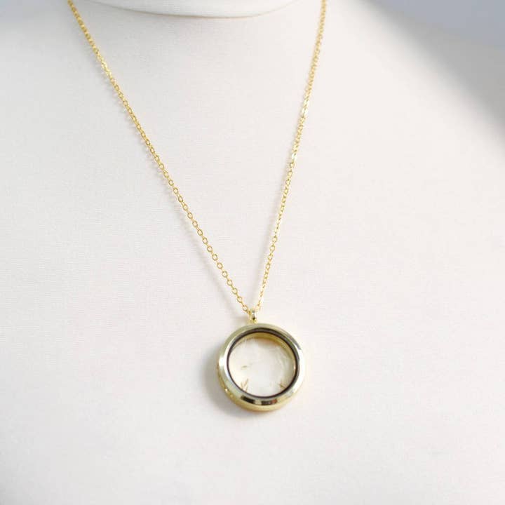 MadamLili - Wholesale Pendant/Charm Necklace - Dandelion Seed Glass Medallion Necklace - Gold plated1
