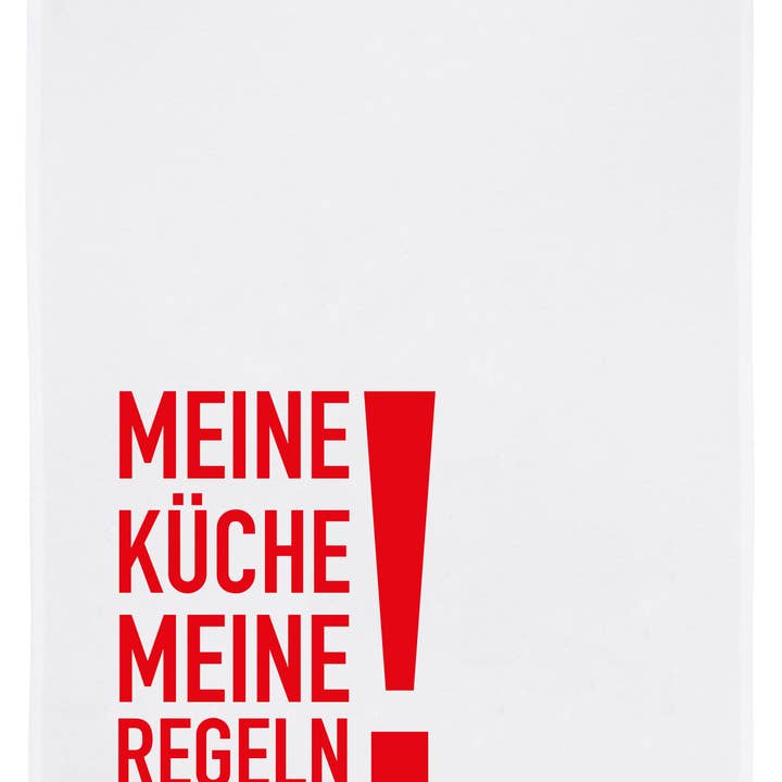 White tea towel, MY KITCHEN MY RULES! for wholesale by 17;30