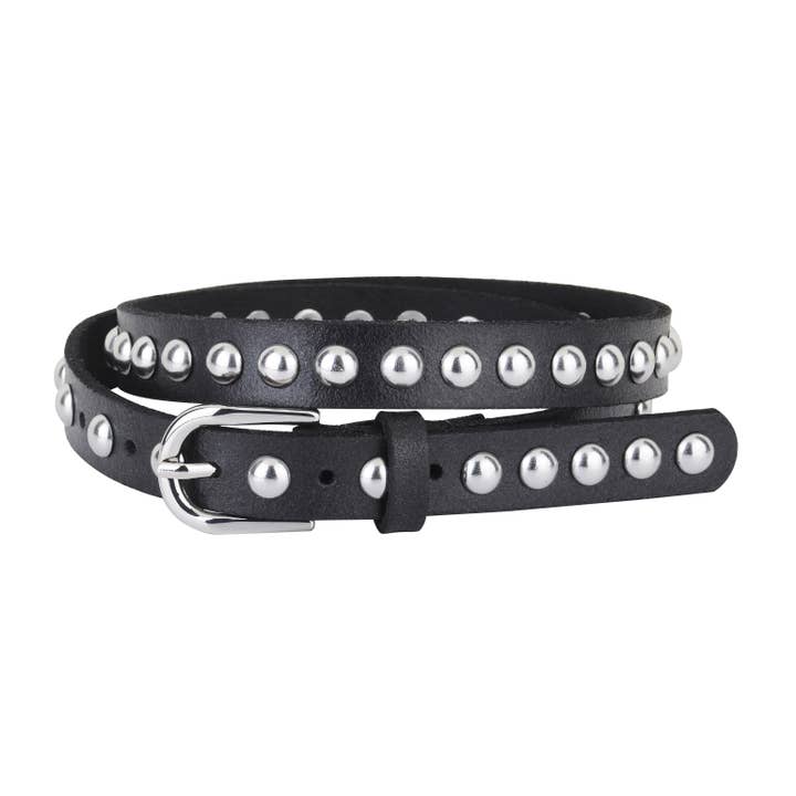 Skinny Punk Rock Studded Leather Belt for wholesale by Most Wanted USA